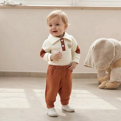 Giraropa Newborn Baby Boy Clothes Rib Knit Romper Jumpsuit Solid Sweater - Image 2