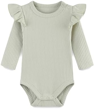 Baby Girl Knit Ruffle Outfit Clothes Ribbed 100% Organic Cotton Solid Color by Unknown