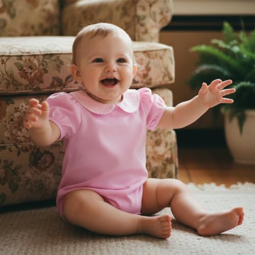 Baby Boy Girl Bubble Romper Short Sleeve Collar Summer Bodysuit - Image 2