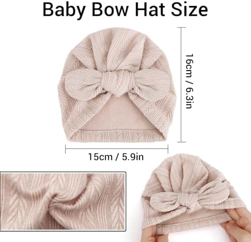 DRESHOW BQUBO Newborn Baby Bow Knot Turban Hat Hospital Hat Baby Infant Beanie - Image 2