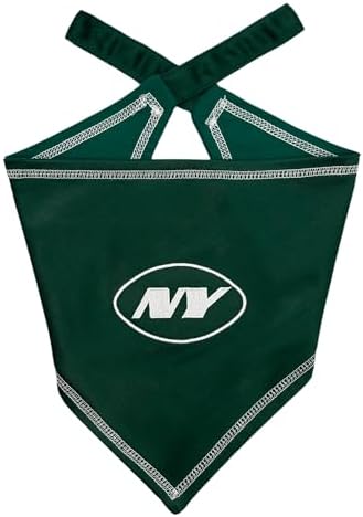 Pets First NFL New York Jets TIE Bandana, Size Small/Medium. Dog Bandana Scarf by PETSFIRST
