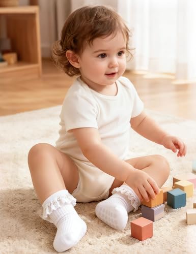 Baby Girl Ruffle Socks Toddler Non Slip Socks - Image 3