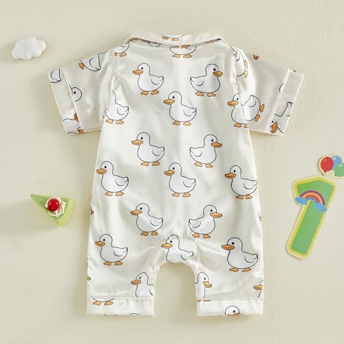 Kuriozud Baby Girl Boy Romper Pajamas Onesie Short Sleeve Button Down Pjs - Image 6