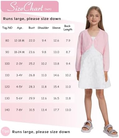 Girls Cardigan, Girls Bolero Shrug Sweater, Kids Knit Hollow Out Long Sleeve - Image 6