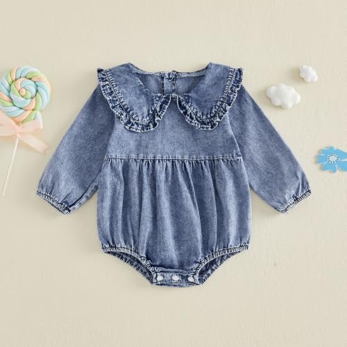 Baby Girl Denim Outfit Button Romper Jean Jumpsuit Shorts Overalls Toddler - Image 5