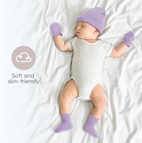 BQUBO Newborn Baby Hat Mittens Socks Set Infant Cotton Beanie Gloves Thick Warm - Image 2