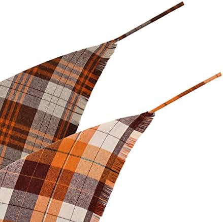 Fall Dog Bandana Autumn Thanksgiving Plaid Reversible Triangle Bibs Scarf - Image 3