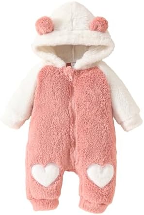 Newborn Baby Boy Girl Bear Outfits Bear Fleece Suit Zipper Hooded Romper by Socutebabe