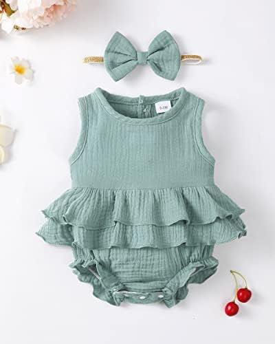 Renotemy Baby Girl Clothes Summer Rompers Cute Outfits Preemie-18 Months | - Image 2