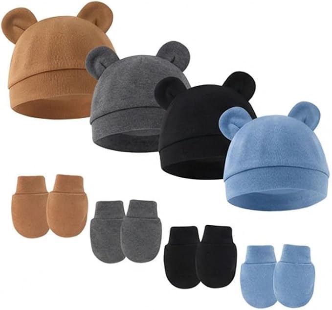 Newborn Baby Hats and Mittens Set by Unknown