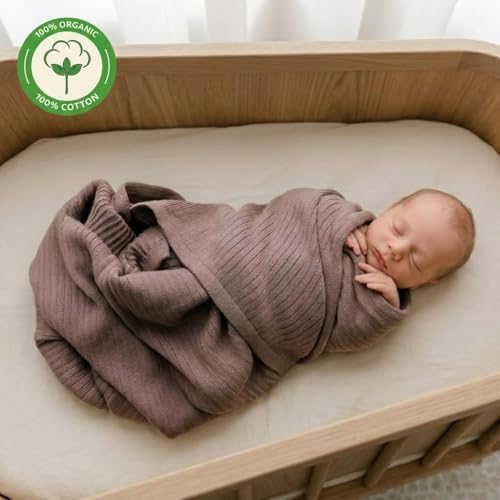 Receiving Blankets, 100% Organic Cotton Knit, Newborn Baby Swaddle | - Image 2
