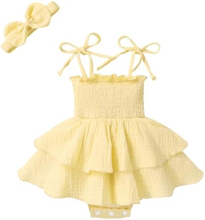 YOUNGER TREE Baby Girl Clothes Infant Summer Romper Dress Sleeveless Bodysuit by YOUNGERTREE
