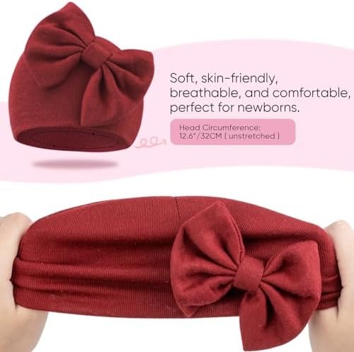 Newborn Baby Hats and Mittens Set Infant Bow Beanie Cap Toddler Gloves Newborn - Image 2