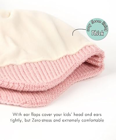 Camptrace Baby Toddler Winter Earflap Hat Fleece Lined Kid Pom Beanie - Image 5