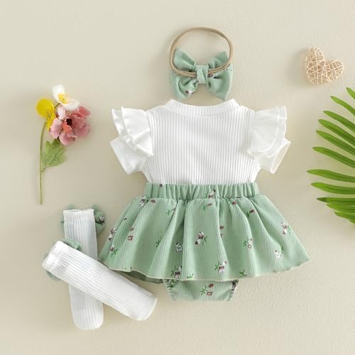 Giraropa Newborn Baby Girl Clothes Smocked Bubble Romper Dress + Socks + - Image 5