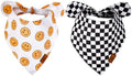 JarThenaAMCS 2Pcs One Happy Dude Dog Bandana Boho Smile Face Checkerboard Print by JarThenaAMCS