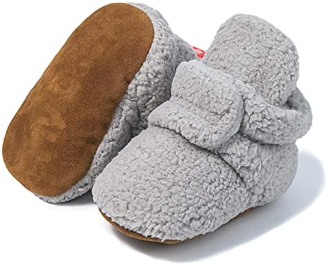 ohsofy Newborn Baby Cotton Booties Stay On Slipper Winter Warm Soft Shoes by ohsofy