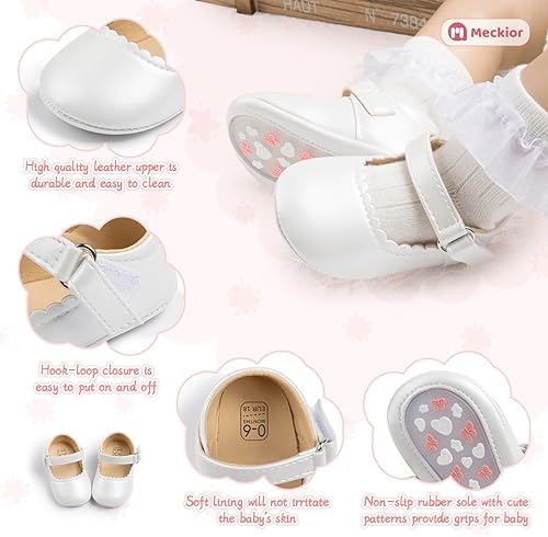 Meckior Infant Baby Girls Soft Sole Bowknot Princess Wedding Dress Mary Jane - Image 5
