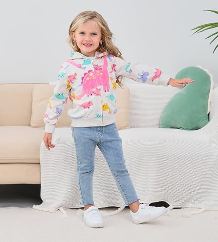 Baby Girl Zip-up Jacket Rainbow Unicorn Cotton Hoodie Sweatshirt Toddler Fall - Image 2