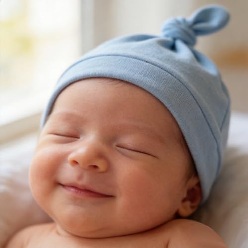 LAWKUL Cotton Baby Newborn Hats Set, 3 Pack, 0-6 Months - Image 6