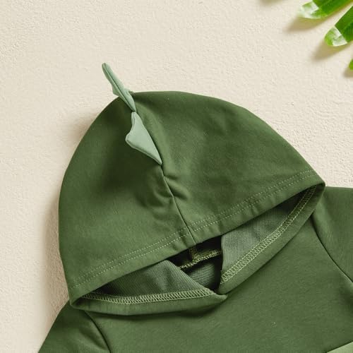 Toddler Baby Boy Hooded Dinosaur Summer Outfit Funny T-Shirt Shorts Set - Image 3