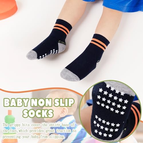 Toddler Non Slip Grips Socks Kids Anti Skid Baby Boys Girls Cotton Crew Socks - Image 3