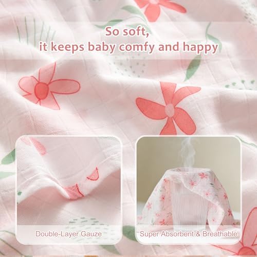 Baby Swaddle Blankets, Bamboo Muslin Receiving Blanket | 4-Pack, Lightweight & - Image 3