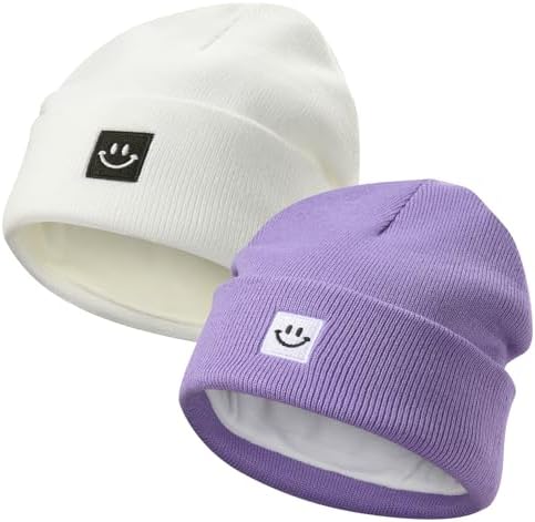 MaxNova 2 Pack Baby Beanie Fleece Lined Knit Toddler Hat by MaxNova
