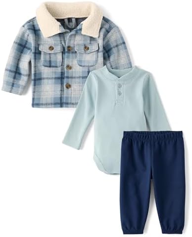 The Children's Place Baby Boys' 3 Piece Set, Long Jacket, short Sleeve Bodysuit by TheChildrensPlace