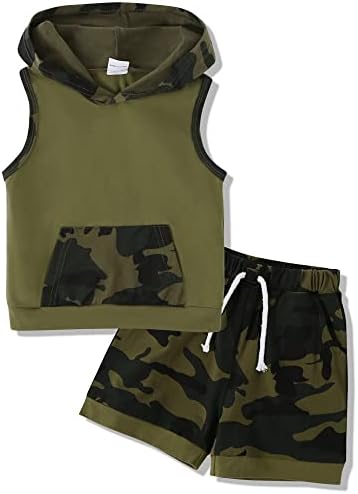 SANMIO Toddler Boy Clothes Summer Outfits Hoodie Tank Tops and Shorts Set by SANMIO