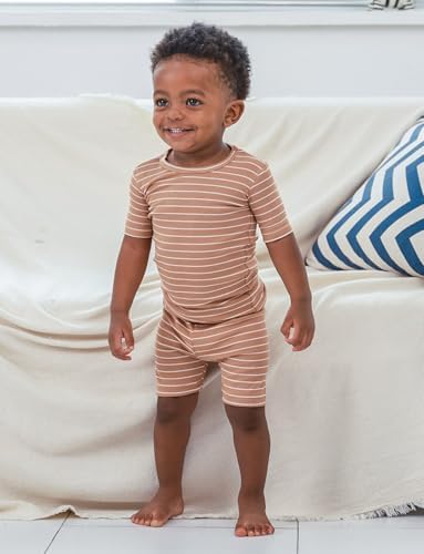 AVAUMA Stripe Pattern Baby Boys Girls Pajama Set Kids Toddler Snug fit Ribbed - Image 2