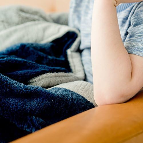 Saranoni Plush Receiving Blanket Soft Baby Blanket Navy Gray 30x40 | Ultra-soft - Image 7