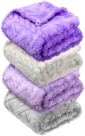 VitalCozy 4 Pcs Fleece Baby Blankets 3D Plush Soft Newborn, Warm Receiving by VitalCozy