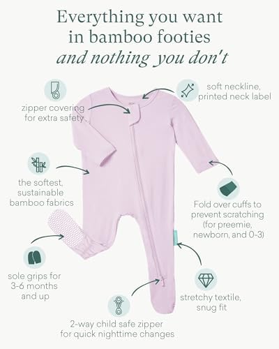 PurComfy Bamboo Viscose Baby Zipper Footie Pajamas, 0-3-6-9-18-24 Months | Ideal - Image 3