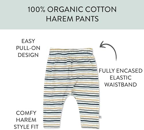 HonestBaby Unisex-Baby Multipack Harem Pants Roomy Fit Pull on Bottoms 100% - Image 3
