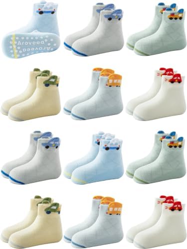 Aroveea Toddler Socks Non Slip Grip Ankle Baby 12 Pack by Aroveea