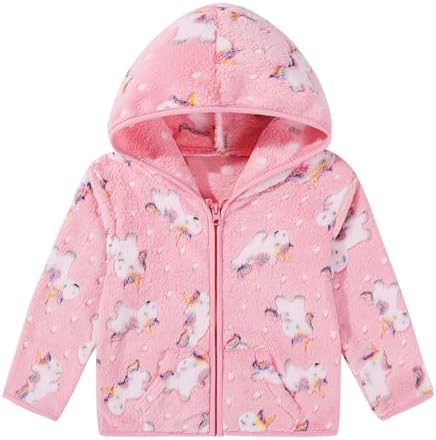 Toddler Baby Girl Fleece Jackets Fall Clothes Hooded Zip Fuzzy Coats by Adarl