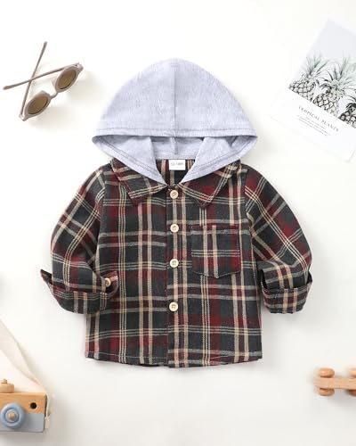 Toddler Baby Boy Long Sleeve Shirt Flannel Buffalo Plaid Shirts Button Down - Image 3