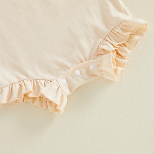 Newborn Baby Girl Bubble Romper Sleeveless Ruffle Onesie Solid Bodysuit - Image 7