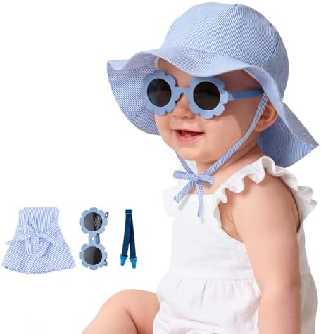 Durio UPF50+ Baby Sun Hat and Sunglasses by DURIO