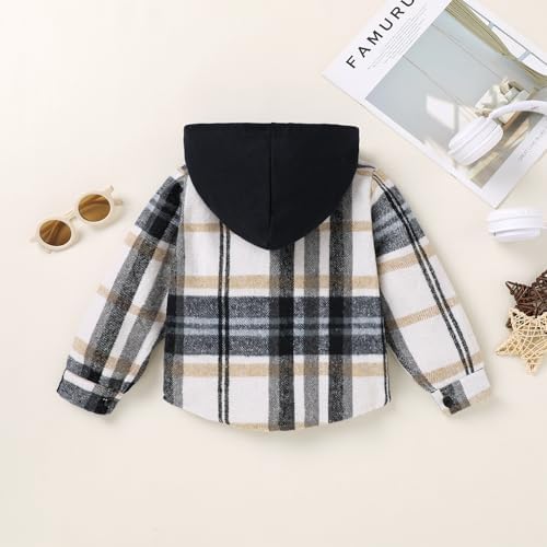 YOUNGER STAR Toddler Kids Boys Girls Flannel Hooded Plaid Shirt Button Baby Red - Image 4