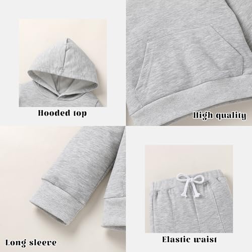 YOUNGER TREE Baby Clothes for Girls Boy Solid Color Hoodie and Sweatpants - Image 4
