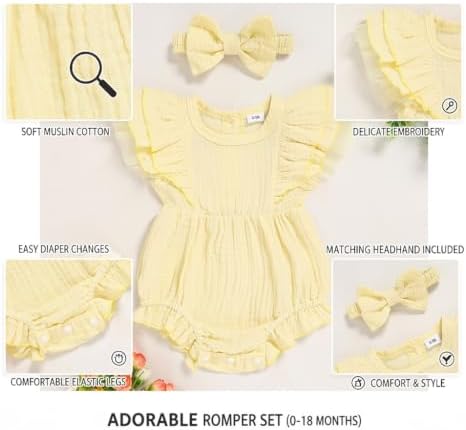 TITKKOP Ruffle Bubble Romper for Baby Girl | One-Piece Shorts Jumpsuit | Summer - Image 6