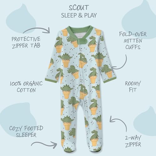 Butterblu Scout Sleep & Play 100% Organic Cotton Footed Zip Front PJs | GOTS - Image 2
