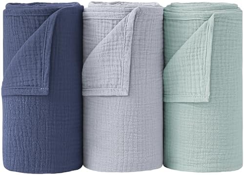 Bearmoss Muslin Swaddle Blankets, 40 x 38 inches Baby Swaddle by Bearmoss