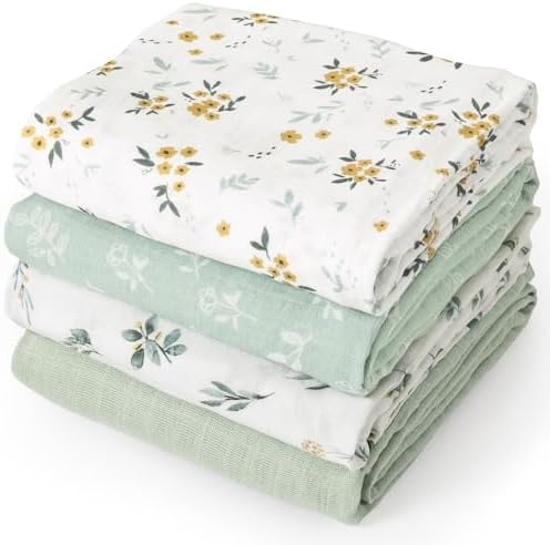 david's kids 4 Pack Baby Muslin Swaddle Blankets, 100% Cotton and Ultra Soft by davidskids
