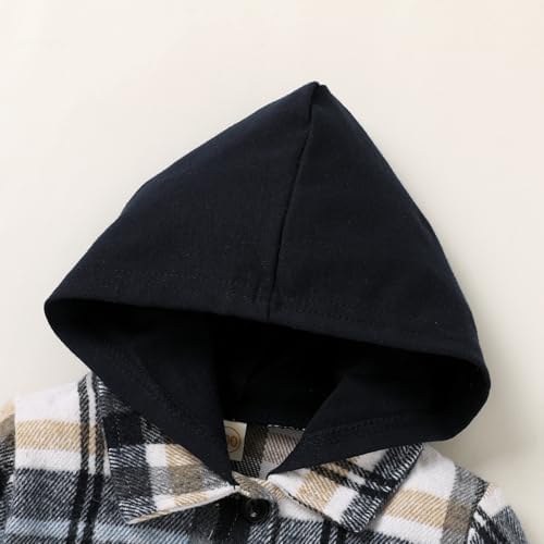 YOUNGER STAR Toddler Kids Boys Girls Flannel Hooded Plaid Shirt Button Baby Red - Image 5