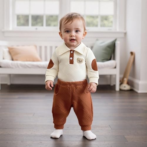 Giraropa Newborn Baby Boy Clothes Rib Knit Romper Jumpsuit Solid Sweater - Image 3