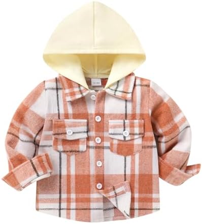 YOUNGER STAR Toddler Kids Boys Girls Flannel Hooded Plaid Shirt Button Baby Red by YOUNGER+STAR