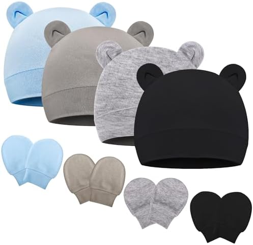 Newborn Baby Hat and Mittens Set, Infant Beanie Caps Newborn Essentials Must by Unknown
